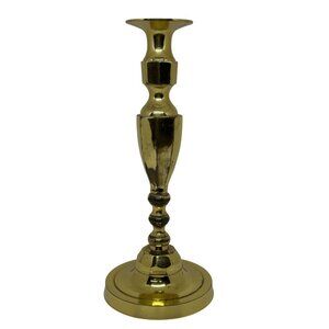 VTG Brass Candlestick Holder Ornate Patina Home Deco MCM Hollywood Antique Style